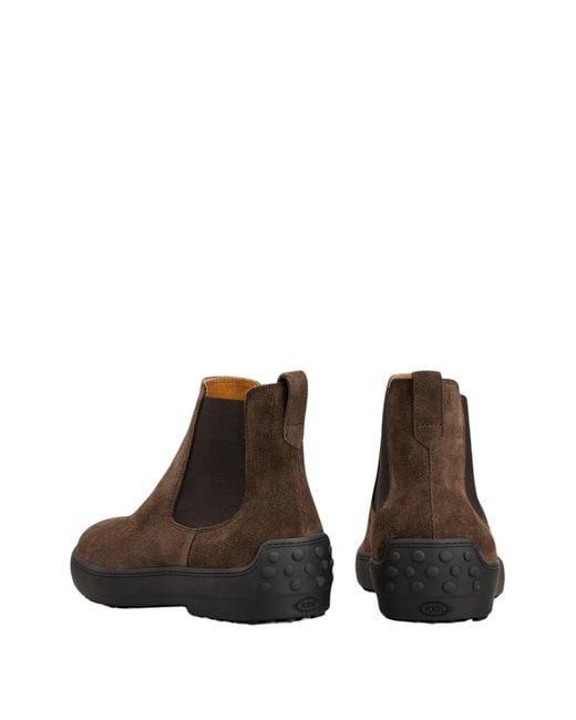 Tod's Brown Gommino Suede Chelsea Boots for men