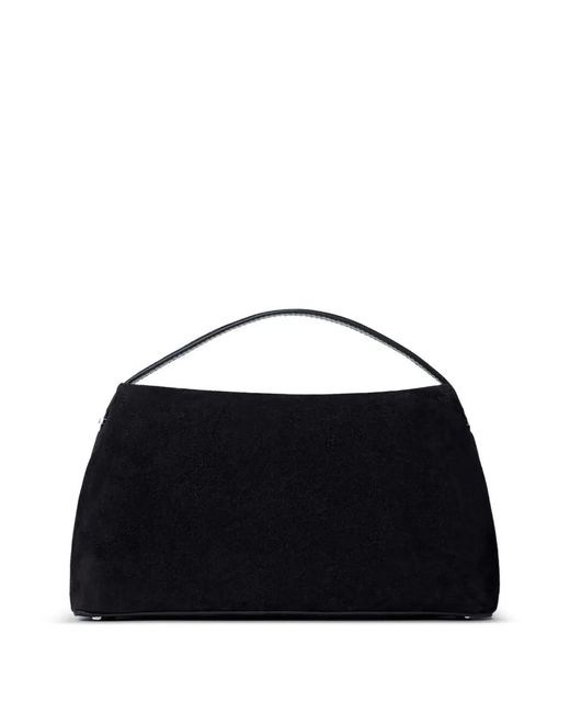 Totême Black "T-Lock" Suede Top Handle Bag