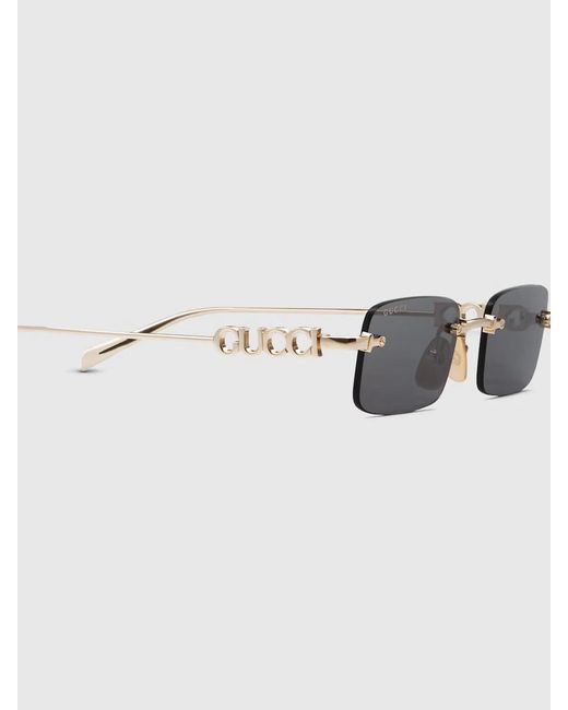 Gucci Gray Rectangular Frame Sunglasses
