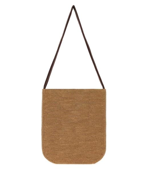 The Row Brown Raffia Lori Shopping Bag