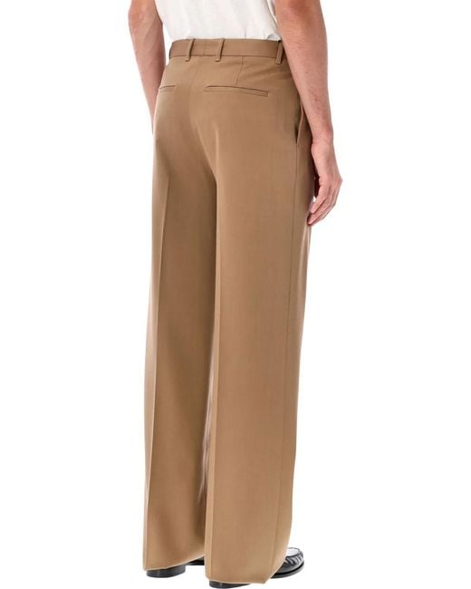 Lardini Natural Pleated Wool Trousers for men