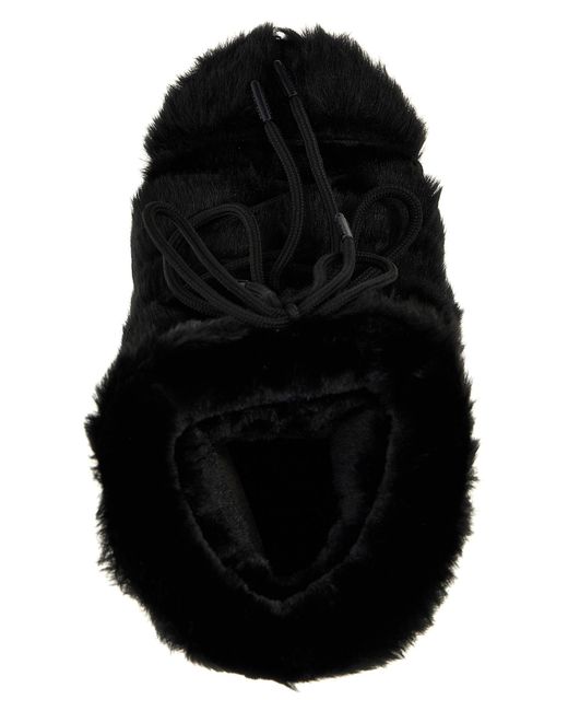 Moon Boot Black 'Ltrack Tube Faux Fur' Ankle Boots