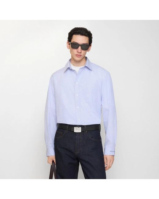 Burberry Purple Regular Fit Striped Cotton Poplin Shirt for men