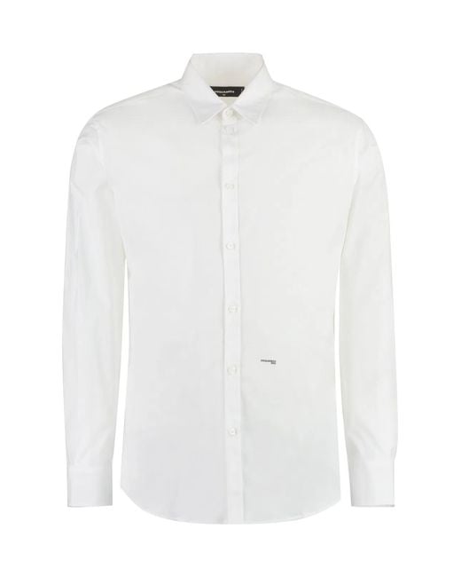 DSquared² White Stretch Poplin Shirt for men
