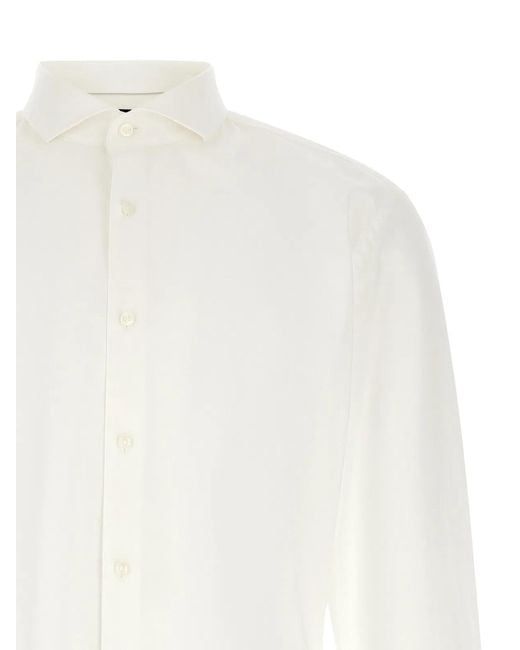 Boss White Stretch Cotton Shirt for men