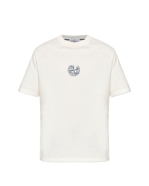 Stone Island White Cotton Ss T-Shirt for men
