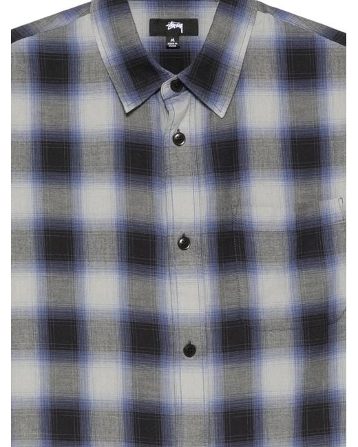 Stussy Gray Stussy Check Print Button-Up for men