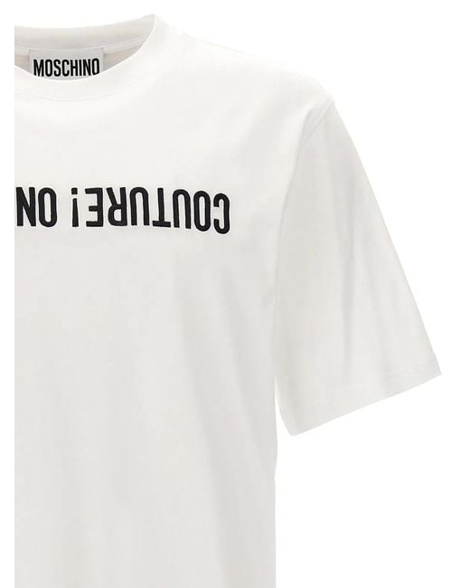 Moschino White Logo Embroidery T-Shirt for men