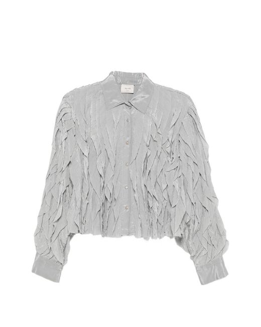 Alysi Gray Ruffled Shirt