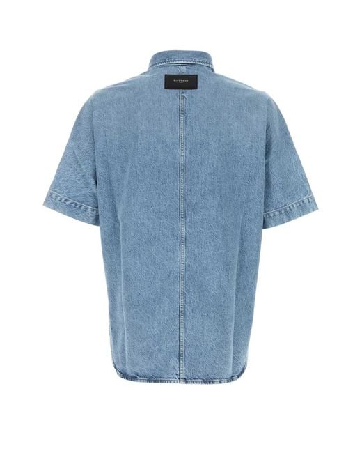 Givenchy Blue Short Sleeves Denim Shirt for men