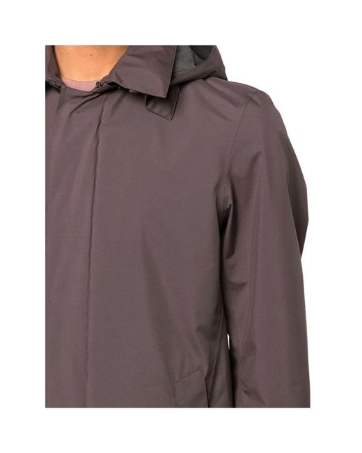 Herno Brown Carcoat Gore With Detachable Hood for men