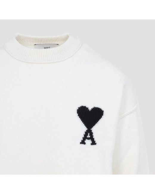 AMI White Ami De Coeur Sweater