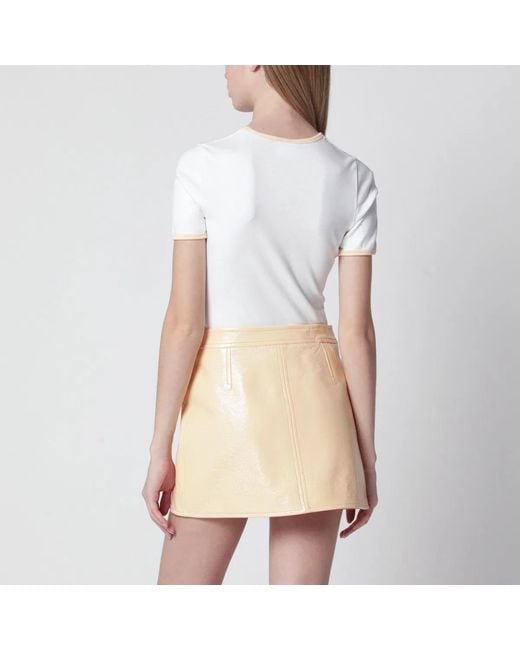 Courreges White Courrèges/ Contrast Cotton Crew-Neck T-Shirt