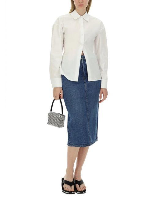 T By Alexander Wang Blue Alexanderwang.T Midi Skirt