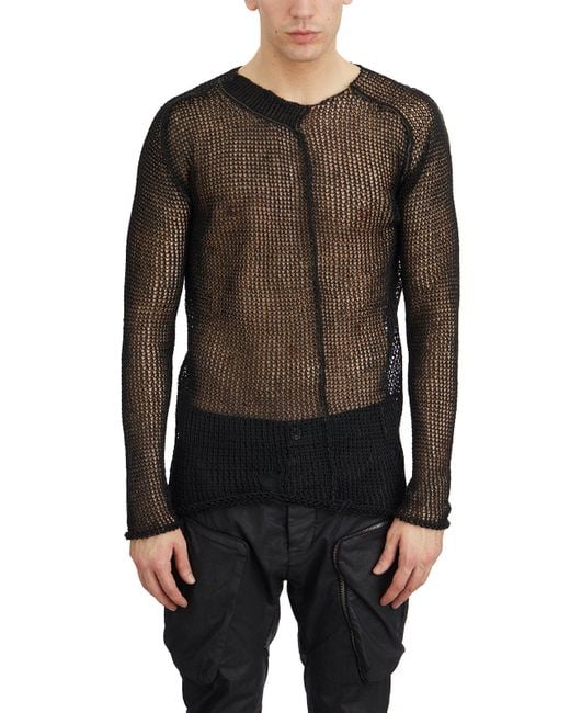 Masnada Black Crew Neck Linen Sweater for men
