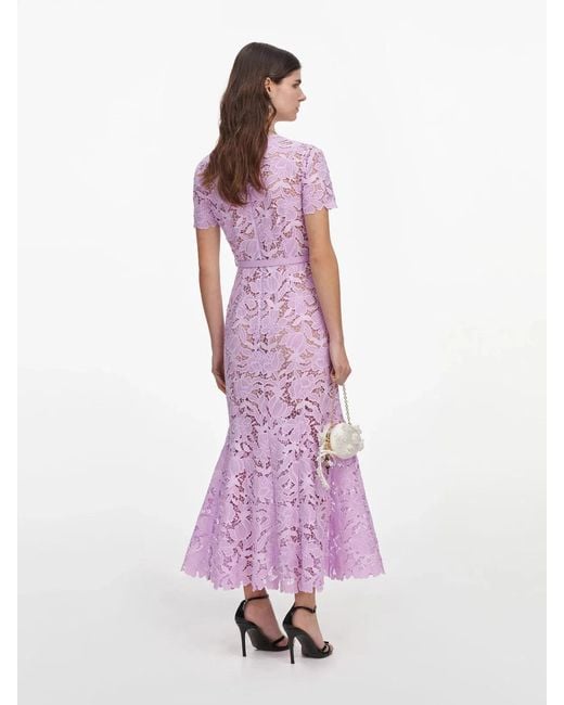 Self-Portrait Pink Lace Midi Dress