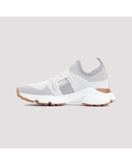 Tod's White Kate Knitted Sneakers
