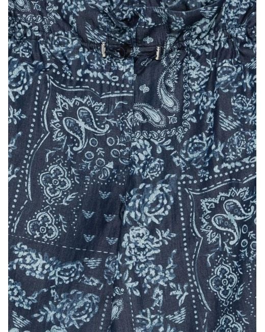 Emporio Armani Blue Printed Cotton Trousers
