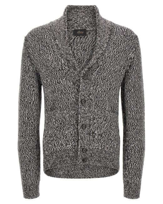 Brioni Gray Shawl Neck Cardigan for men