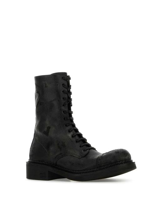 Miu Miu Black Leather Ankle Boots