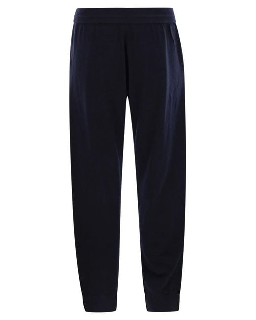 Mc2 Saint Barth Blue Merino Wool Knitted Trousers for men