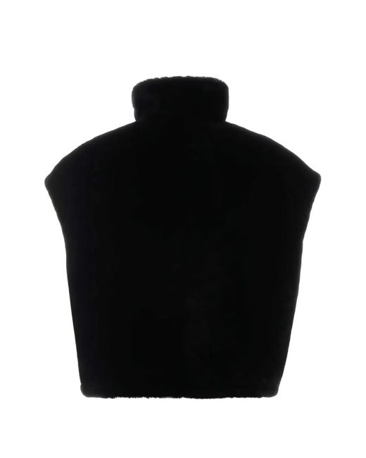 Prada Black St. Moritz Nero Lamb Shearling Gilet