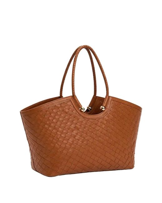 Twinset Brown Twinset Braided-Handle Tote Bag