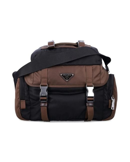 Prada Black Two-Tone Re-Nylon Crossbody Bag for men