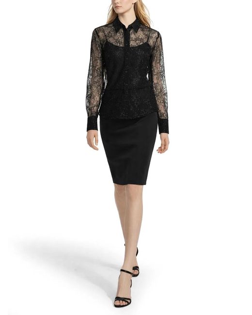Nina Ricci Black Lace Shirt With Sequins