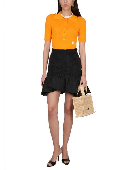 Patou Black Flounced Mini Skirt