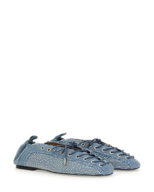 Ganni Blue Lace-Up Ballerina