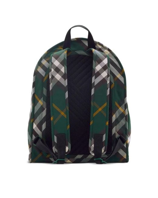 Burberry Green Shield Check Nylon Backpack for men