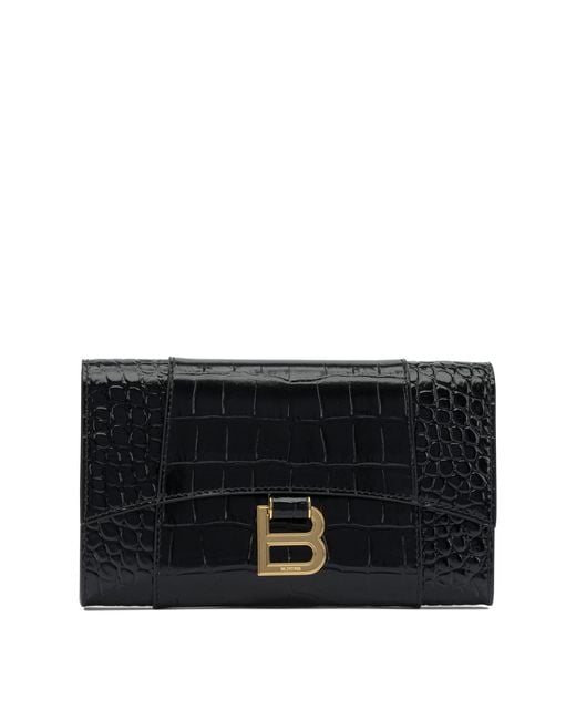 Balenciaga Black "Hourglass" Clutch Bag