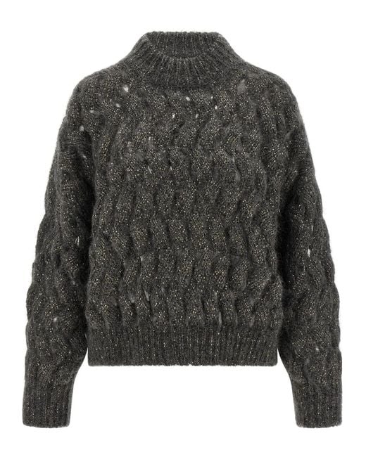 Brunello Cucinelli Gray 'Dazzling Waves' Sweater