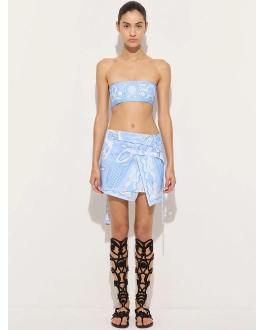 Emilio Pucci Blue Angoli Print Wrap Skirt