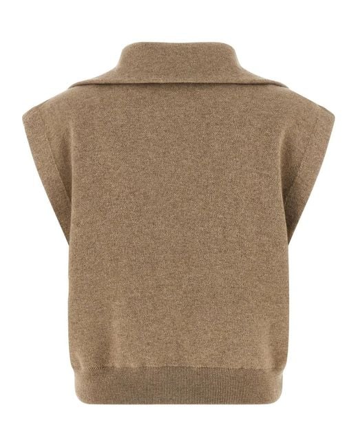 Brunello Cucinelli Brown 'Shiny Zipper Pull' Vest