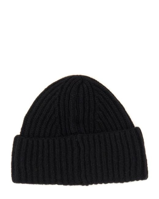 Baracuta Black Beanie Hat With Logo Patch for men
