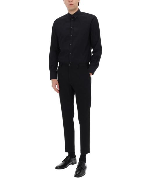 Dolce & Gabbana Black Dolce & Gabbana Straight Wool Pants for men