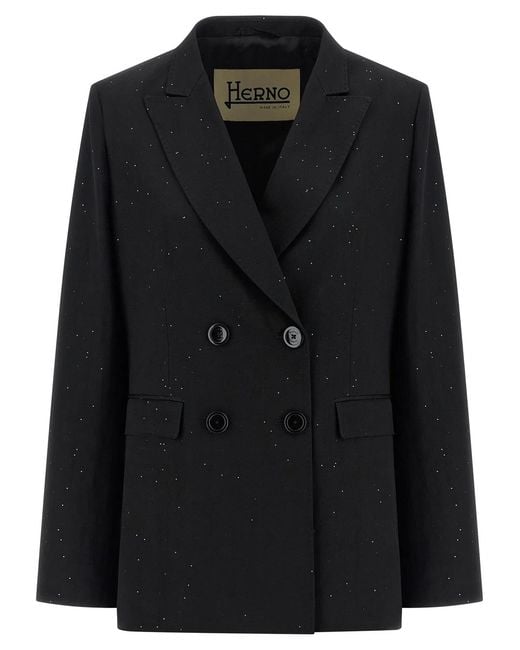 Herno Black Micro Sequin Blazer