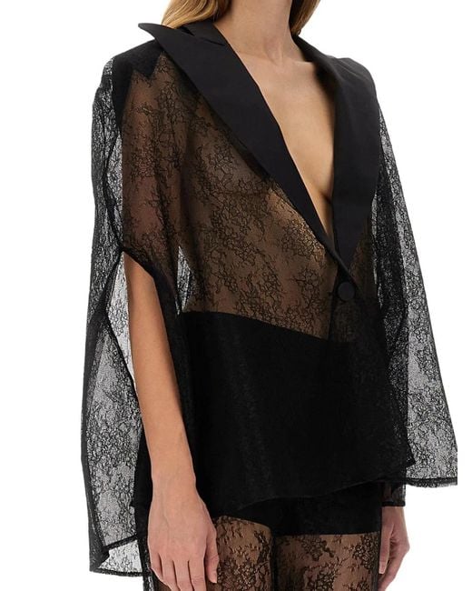 Nina Ricci Black Blazer-Inspired Lace Cape