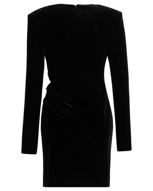 Self-Portrait Black Velvet Embellished Mini Dress