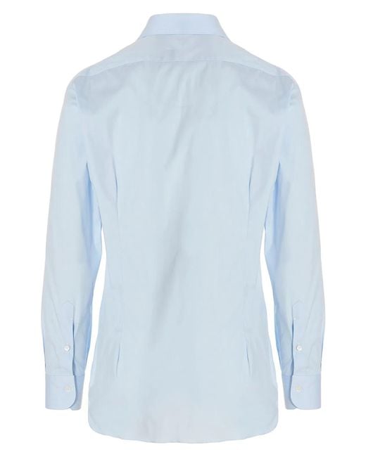 Barba Napoli Blue Poplin Shirt for men