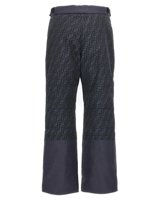 Fendi Blue 'Ff' Ski Pants for men
