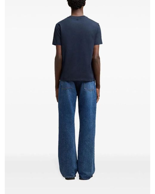 AMI Blue Classic Cotton T-Shirt for men