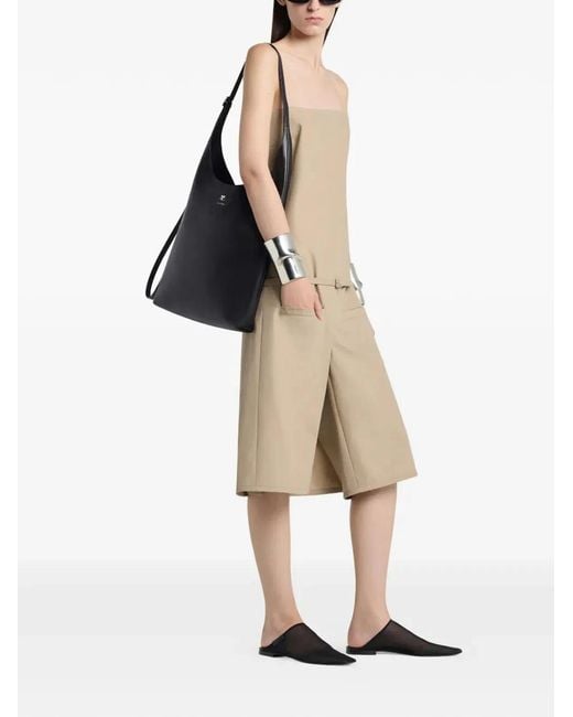 Courreges Black Courregès Large "Melt" Leather Tote Bag