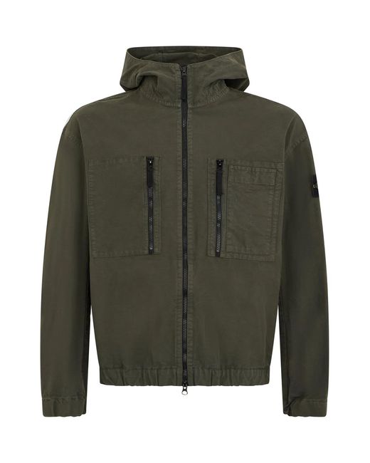 Stone Island Green Dark Jacket With Hood And Zip