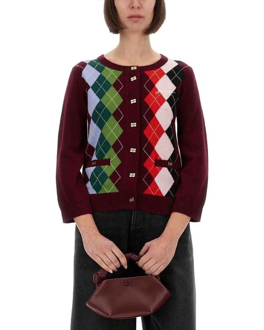 Ganni Red Multicolour Wool Cashmere Sweaters