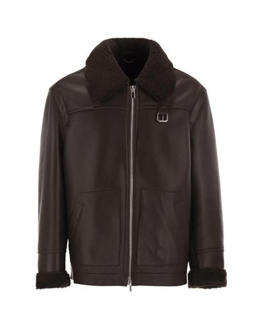 PT Torino Black Shearling Aviator Jacket for men