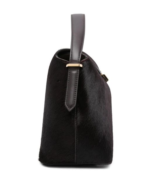 Totême  Black "T-Lock Pony Hair" Top Handle Bag