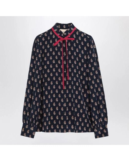Valentino Black Silk Shirt With Paisley Print